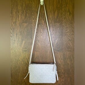 Madewell Knotted Woven Leather Crossbody Bag. Color: white, NWT